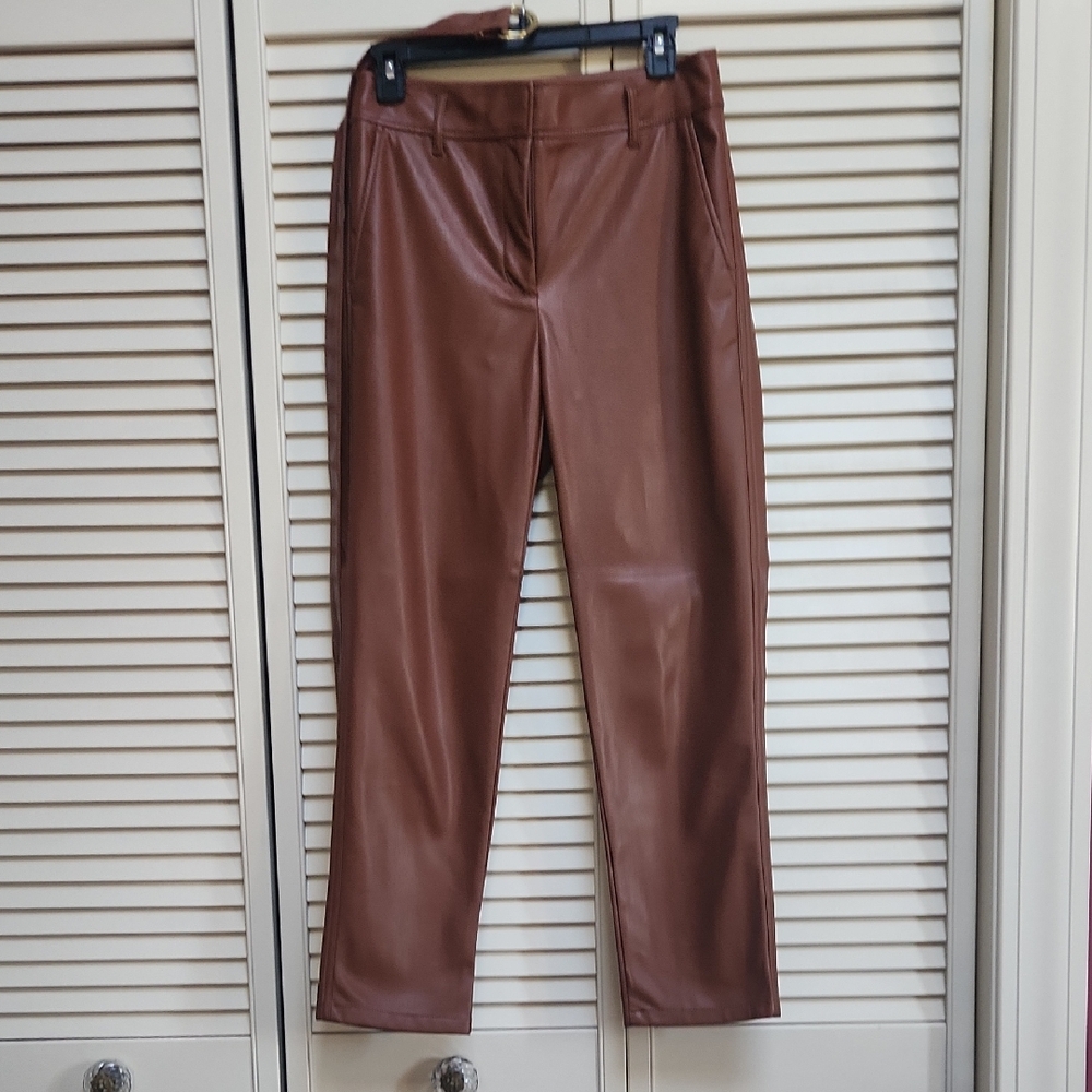 LOFT Chestnut Faux Leather Pants